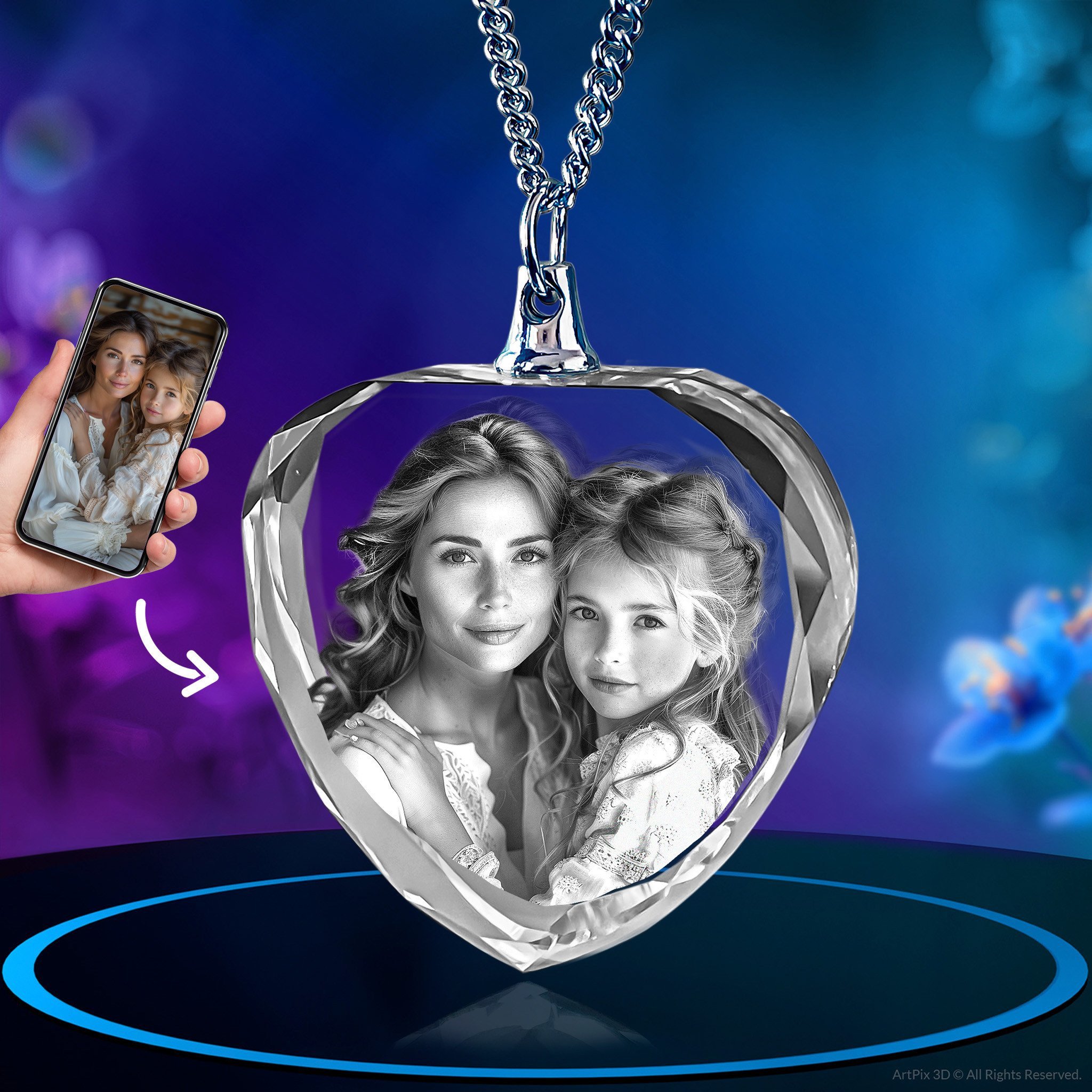 Necklace Heart 3D for Mother's Day