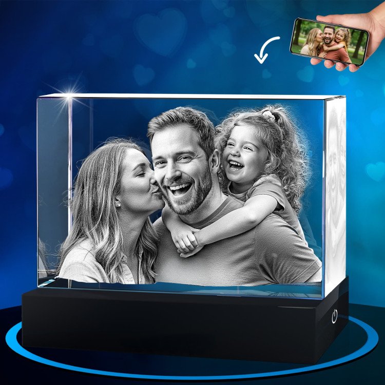 3D Crystal Rectangle custom gift for Father's Day 2025