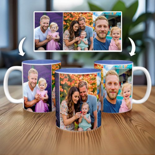 Three Photo Mug custom gift for Father's Day 2025