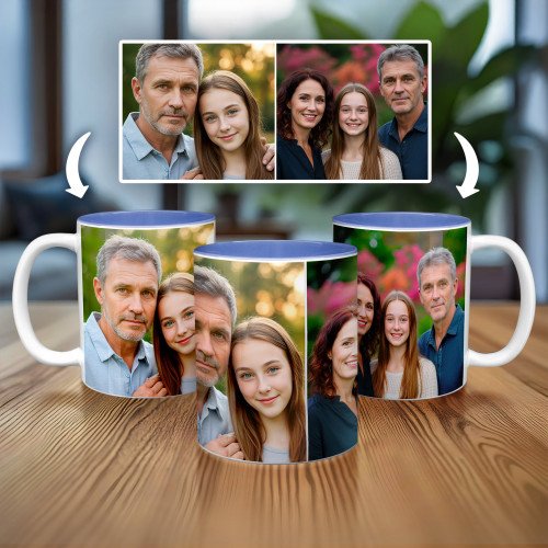 Two Photo Mug custom gift for Father's Day 2025