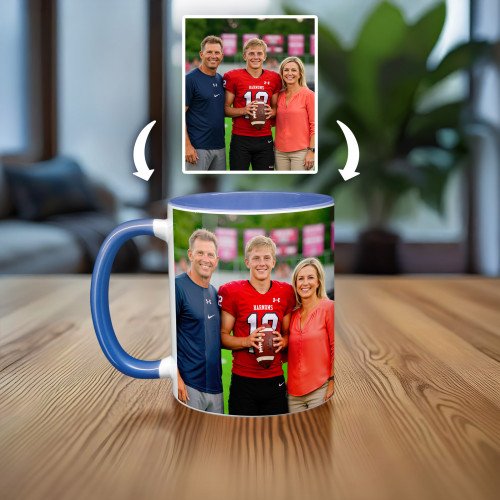 Single Photo Mug + Colored Handle custom gift for Father's Day 2025