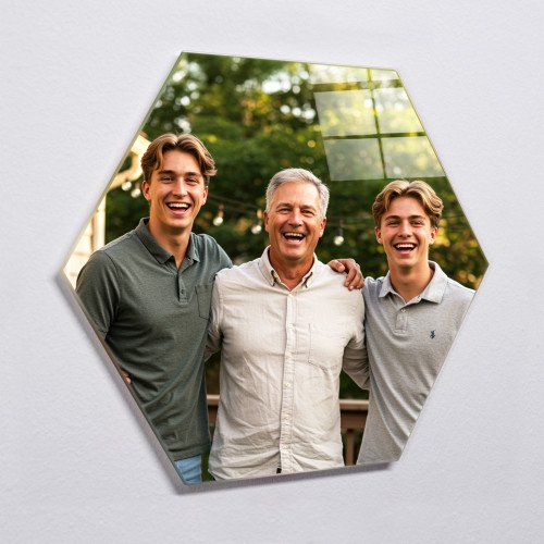 Glass Photo Tile 6.9x8 Hexagon custom gift for Father's Day 2025