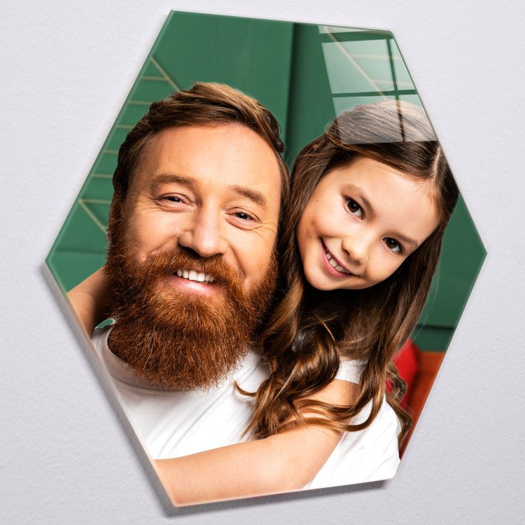 Glass Photo Tile 8.6x10 Hexagon custom gift for Father's Day 2025