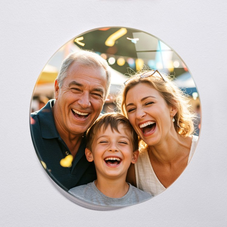 Glass Photo Tile 8x8 Round custom gift for Father's Day 2025
