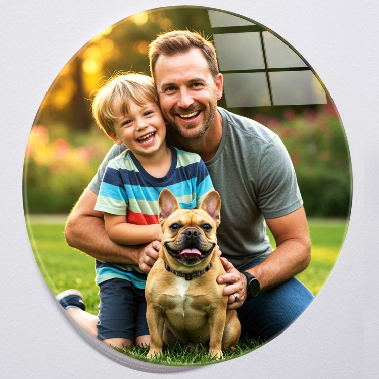 Glass Photo Tile 10x10 Round custom gift for Father's Day 2025