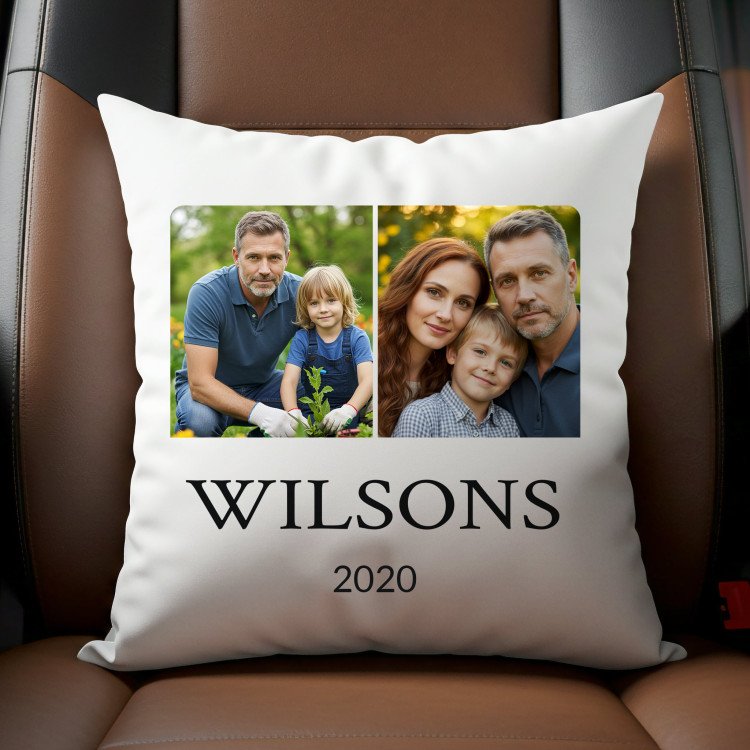 2 Photo Collage Square Pillow Cover custom gift for Father's Day 2025