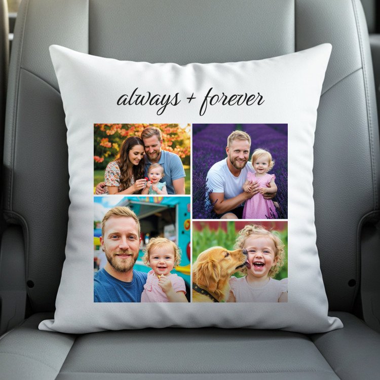 4 Photo Collage Square Pillow Cover custom gift for Father's Day 2025
