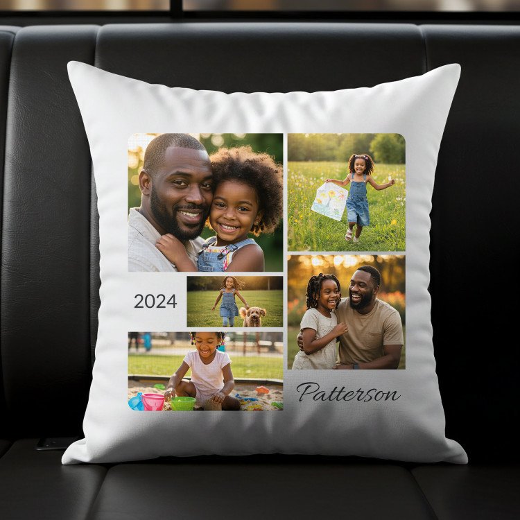5 Photo Collage Square Pillow Cover custom gift for Father's Day 2025
