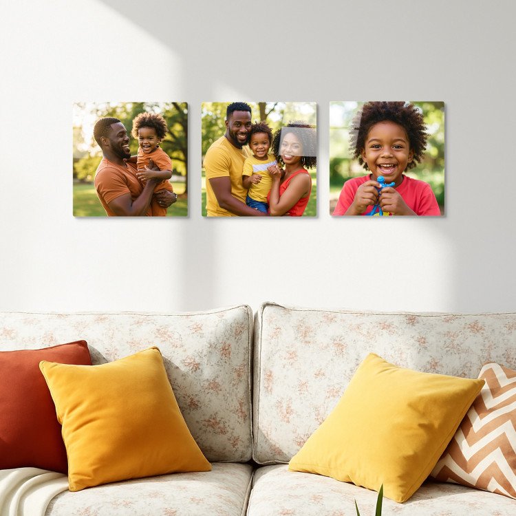Glass Photo Tiles 10x10 Square | Set of 3 custom gift for Father's Day 2025
