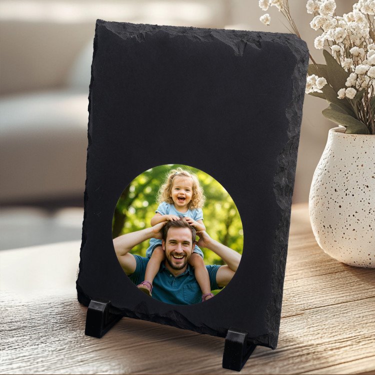 Round Stamp Photo Slate custom gift for Father's Day 2025