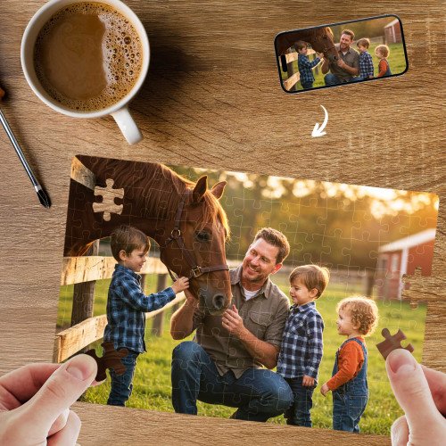Rectangle Photo Puzzle - 126 pieces custom gift for Father's Day 2025