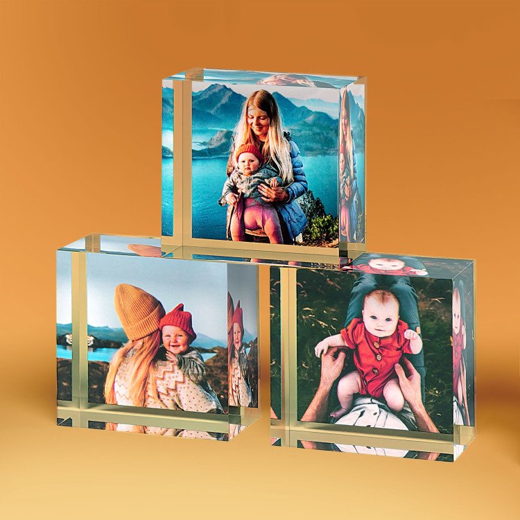 2x2 3D Acrylic Photo Block with photo inside - Father's Day Gift Idea for 2025