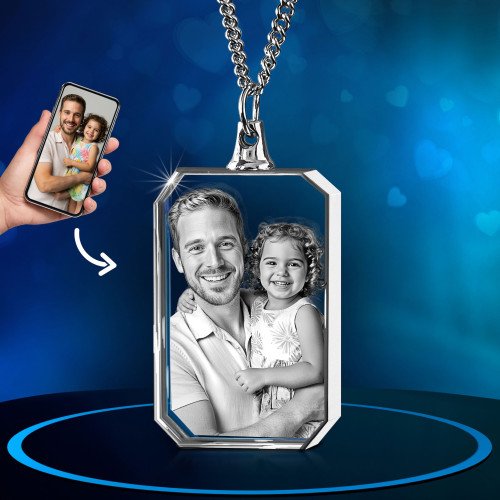 Necklace Rectangle 3D custom gift for Father's Day