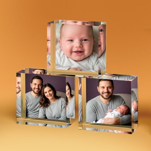 2x2 3D Acrylic Photo Block with photo inside - Father's Day Gift Idea for 2025