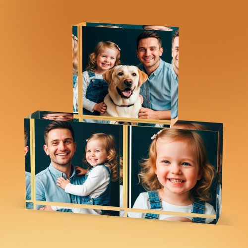 4x4 3D Acrylic Photo Block with photo inside - Father's Day Gift Idea for 2025