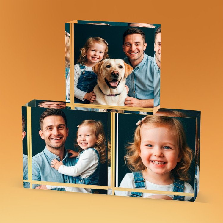 4x4 3D Acrylic Photo Block with photo inside - Father's Day Gift Idea for 2025