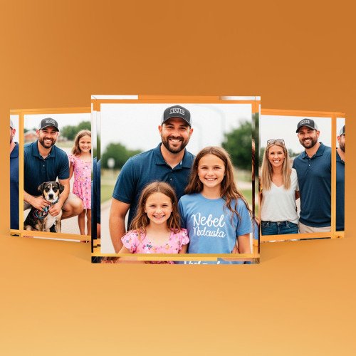 6x6 3D Acrylic Photo Block with photo inside - Father's Day Gift Idea for 2025