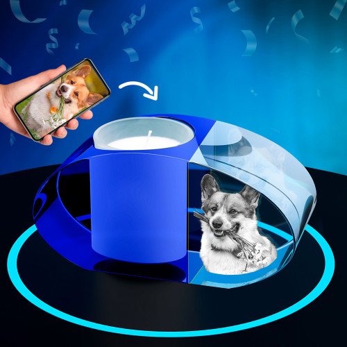 Blue Ellipse Candle Holder for Birthdays