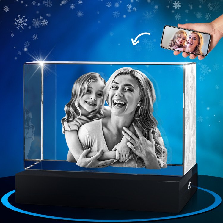 3D Crystal Rectangle with photo inside - Xmas Gift Idea