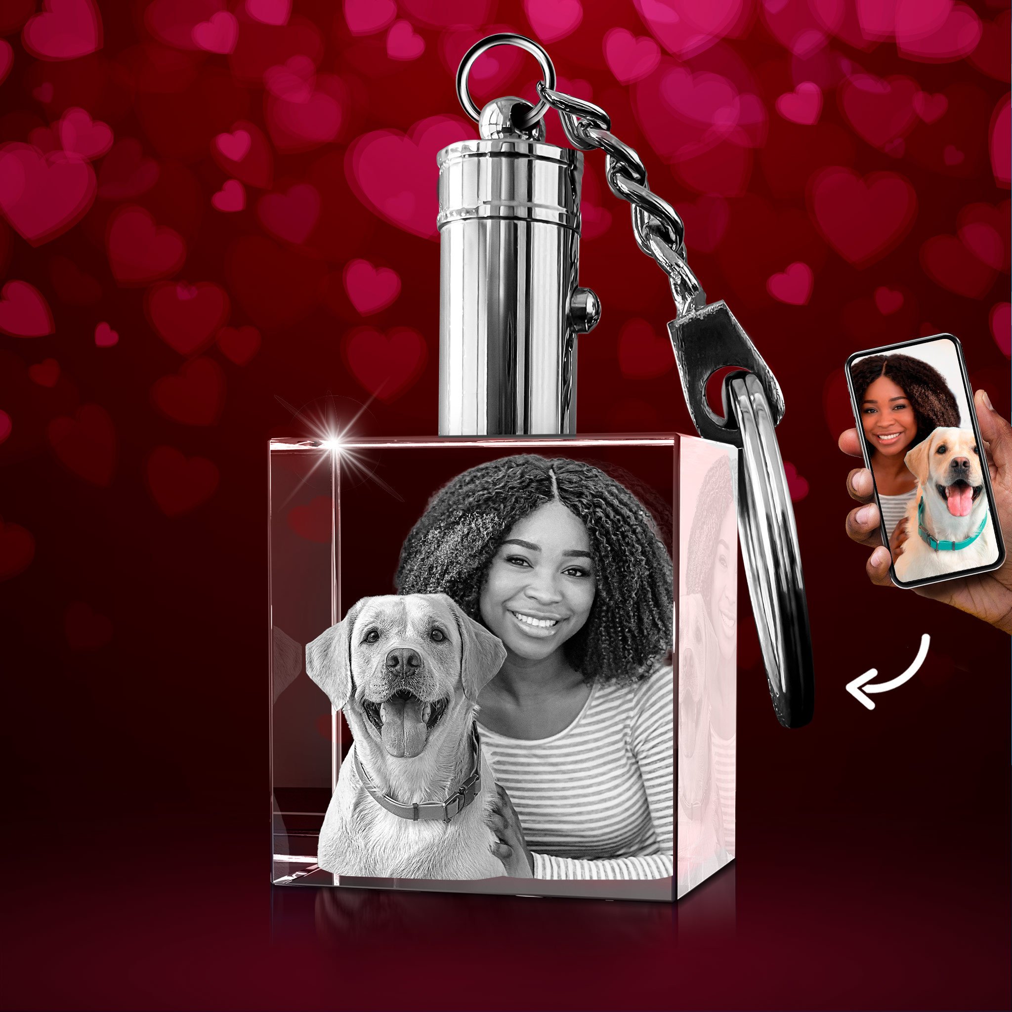 Keychain Square 3D for Valentine’s Day