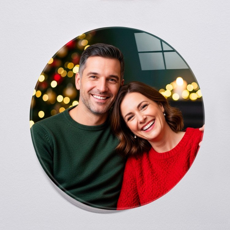 Glass Photo Tile 8x8 Round custom gift for Xmas 25