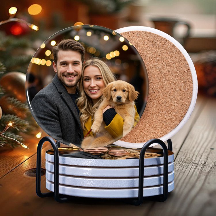 Round Ceramic Photo Coaster
