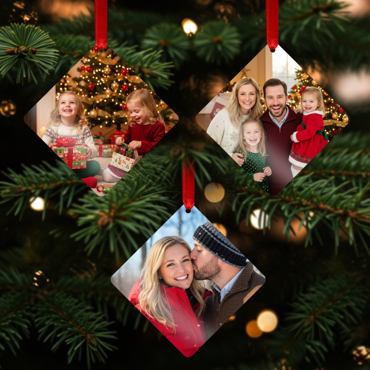 Double Sided Square Metal Ornament