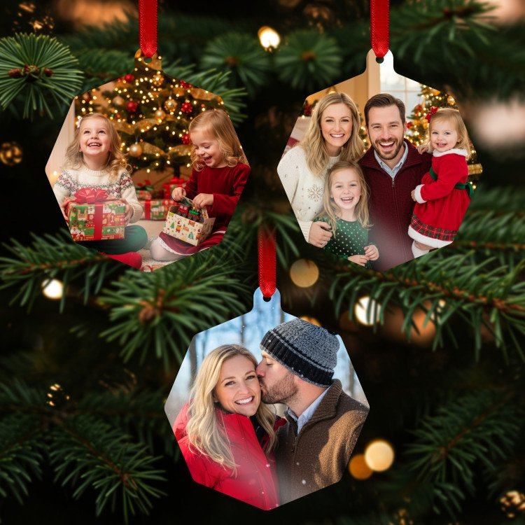 Double Sided Octagonal Metal Ornament