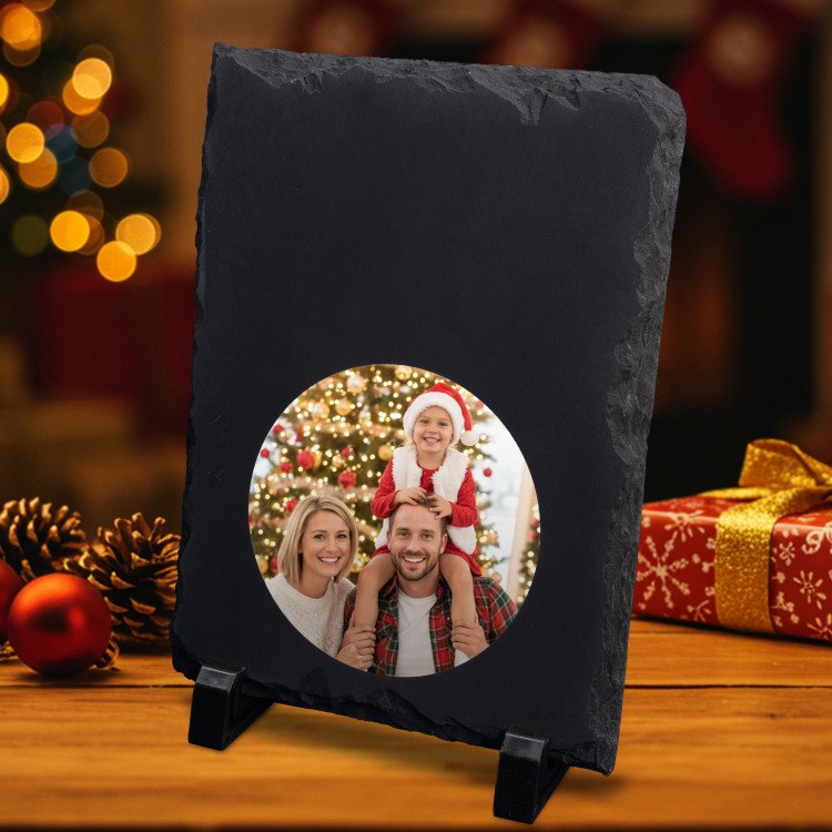 Round Stamp Photo Slate custom gift for Xmas 25