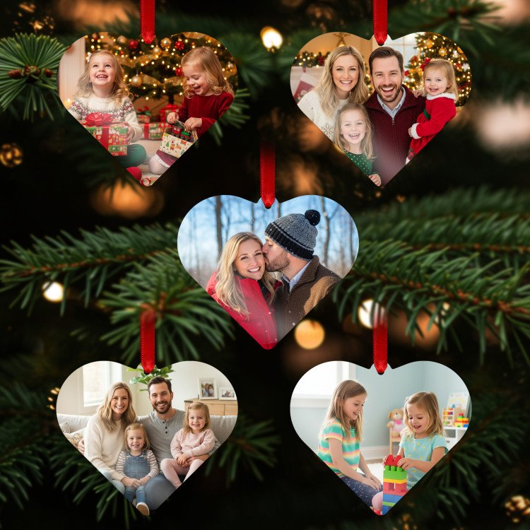 Single Sided Heart Metal Ornament custom gift for Xmas 25