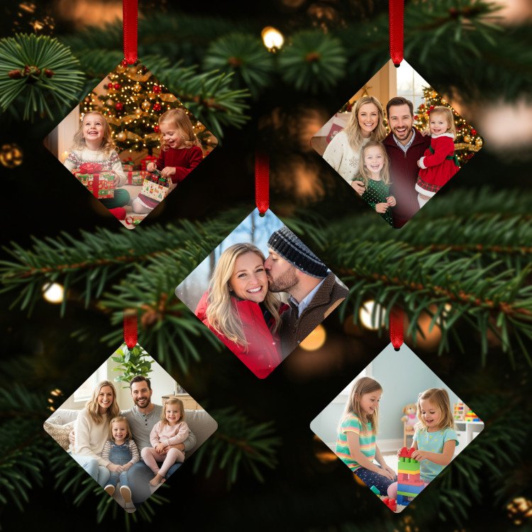 Single Sided Square Metal Ornament custom gift for Xmas 25