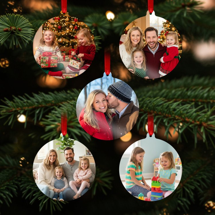 Single Sided Round Metal Ornament custom gift for Xmas 25