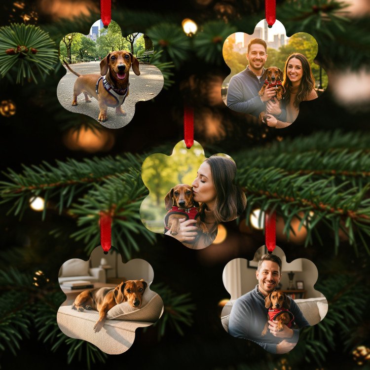 Single Sided Paw Metal Ornament custom gift for Xmas 25