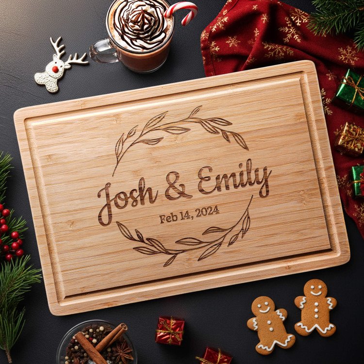 Sage Leaf Bamboo Cutting Board custom gift for Xmas 25