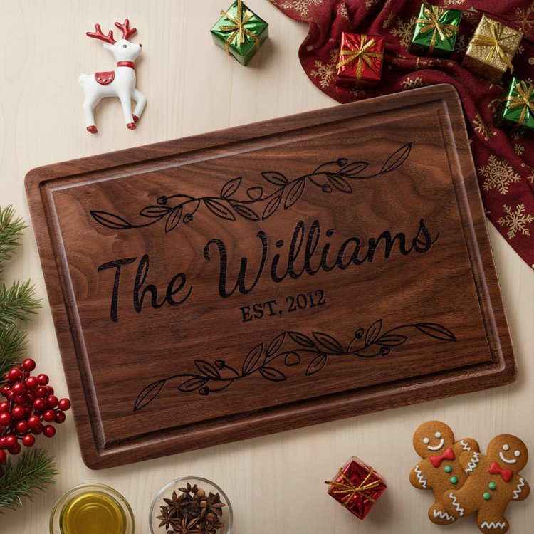 Heart Vine Walnut Cutting Board custom gift for Xmas 25