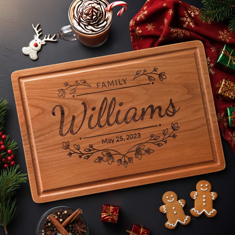 Floral Family Cherry Cutting Board custom gift for Xmas 25