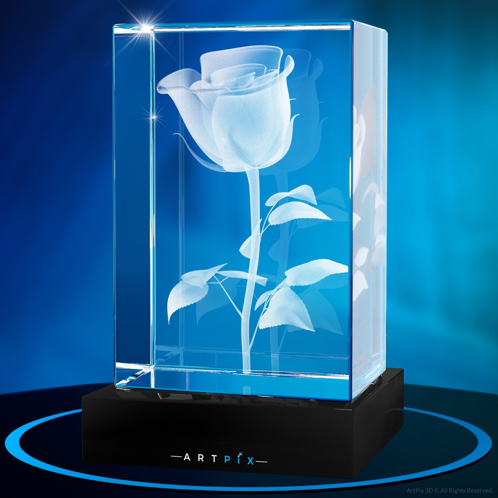 3D Crystal Photo Gift, Rose Father's Day ArtPix 3D, Size: Small | Women Gifts, Engraved Souvenir, Gifts for Guys, Gift for Dad, Men Gifts