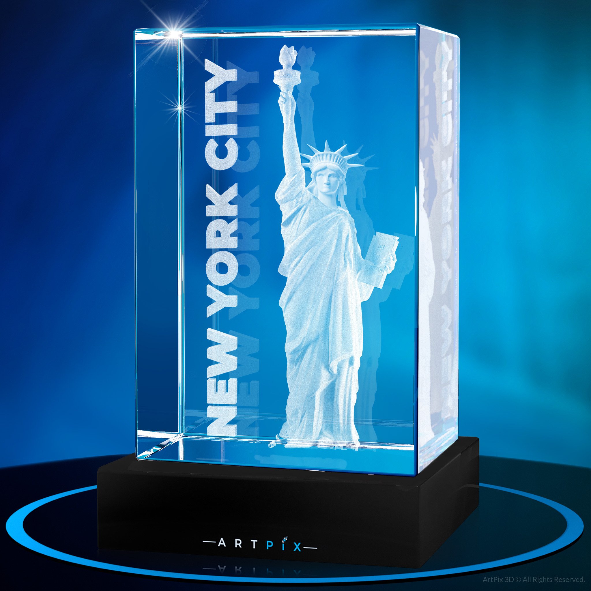 Statue of Liberty Engraving Inside 3D Crystal - Souvenir from NY City