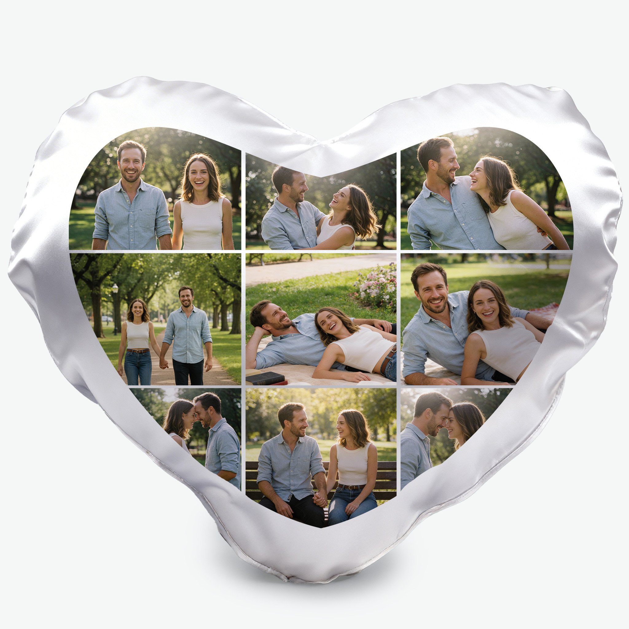 9 Photo Collage Heart Pillow Cover