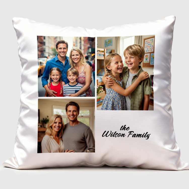 3 Photo Collage Square Pillow Cover Mother's Day 2026 gift