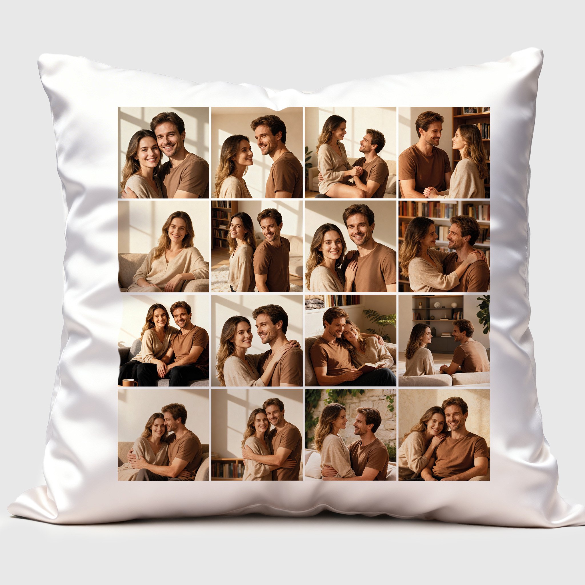 16 Photo Collage Square Pillow Cover