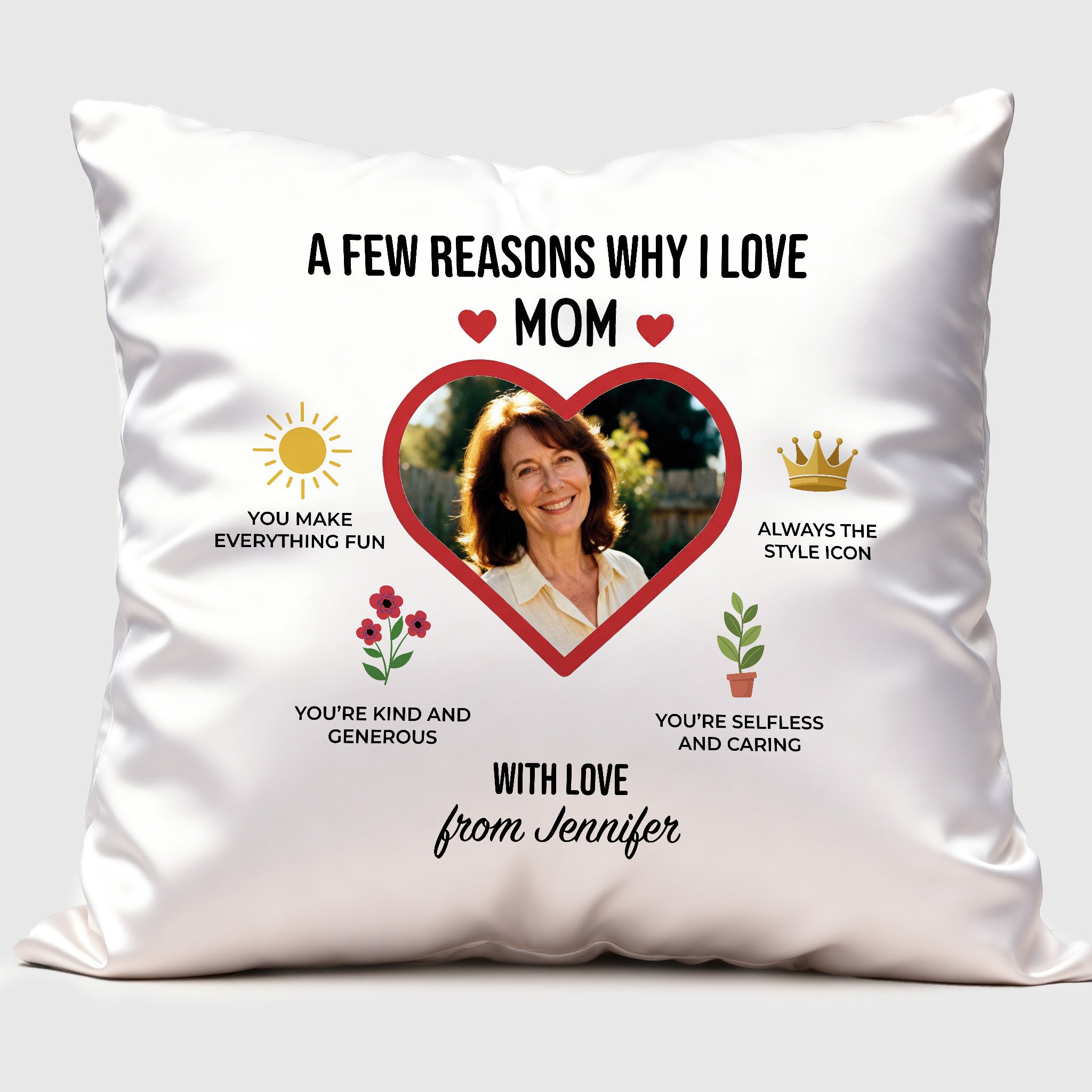 Why I Love Mom Square Pillow Cover