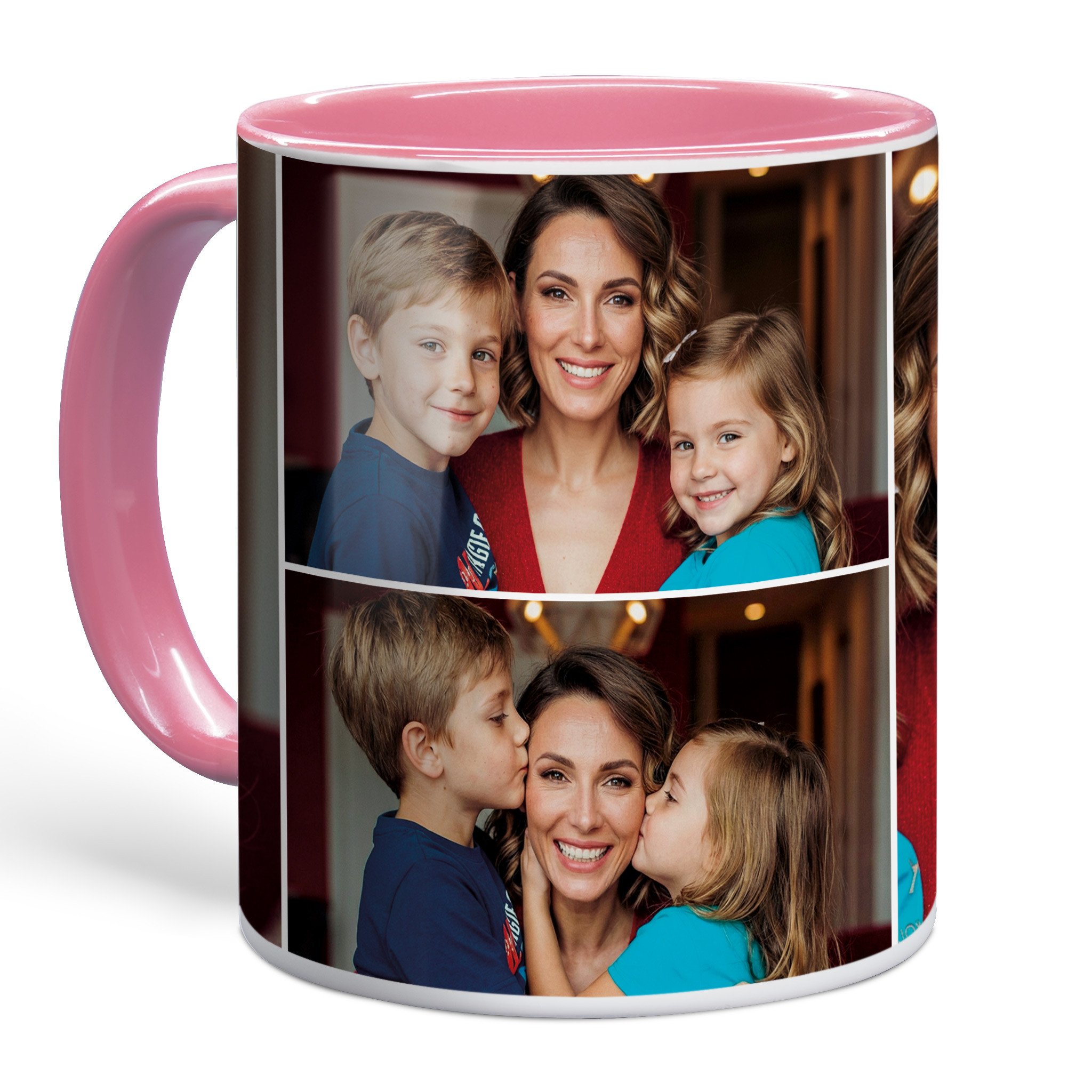 Four Photo Custom Coffee Mug + Colored Handle - Personalized Mugs  display picture 1