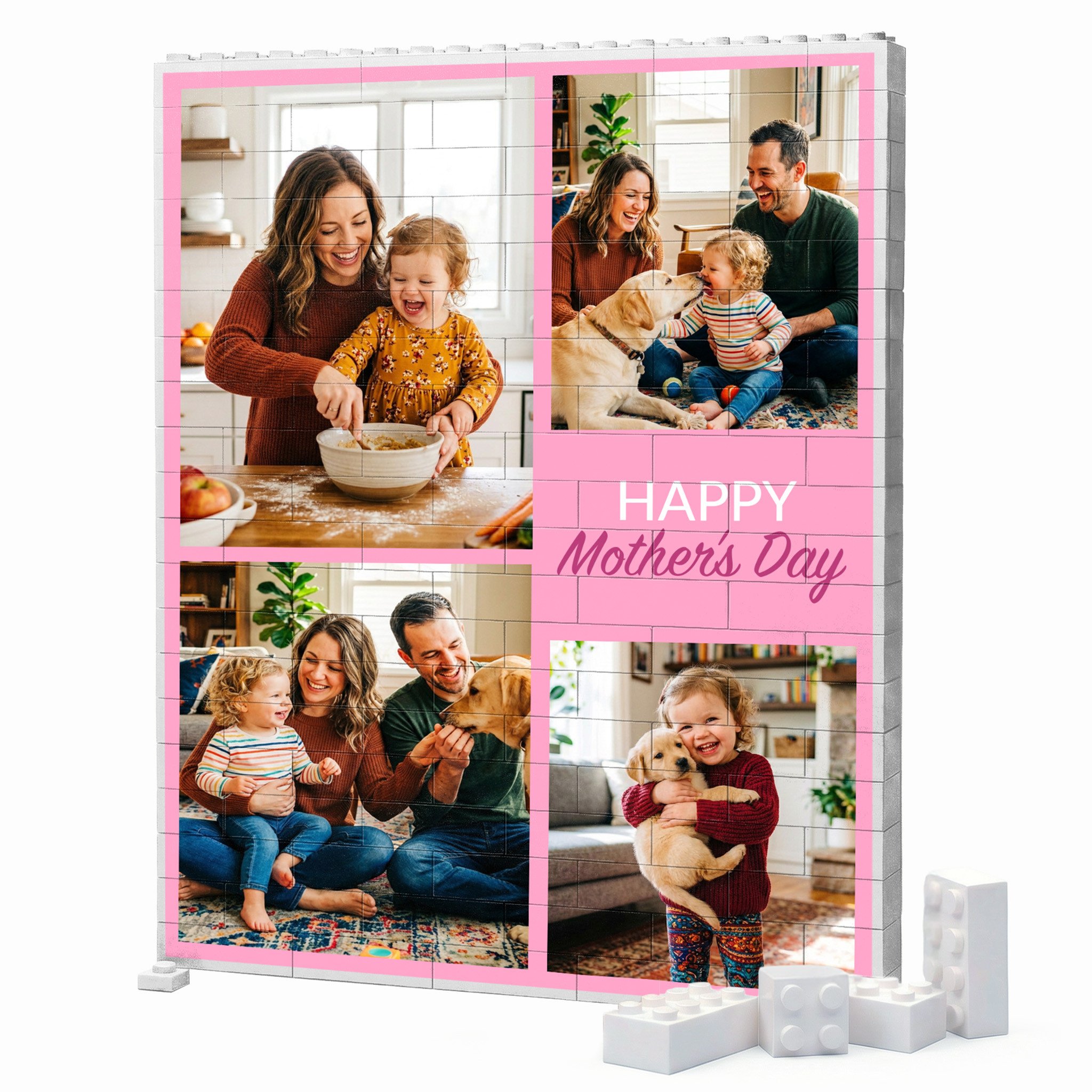 Pink 4 Photo Collage ArtBricks Portrait | Single-Sided