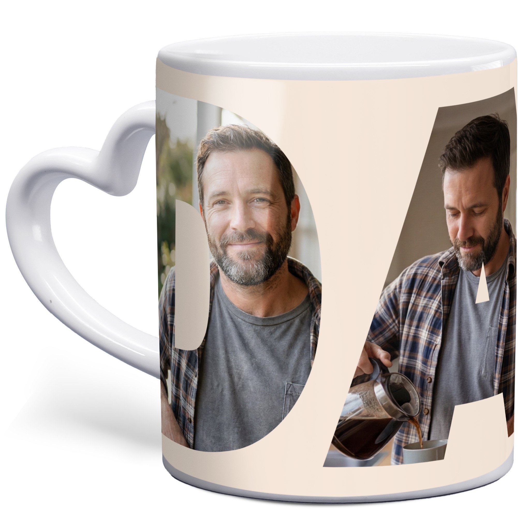 DAD Collage Photo Mug | Heart Handle