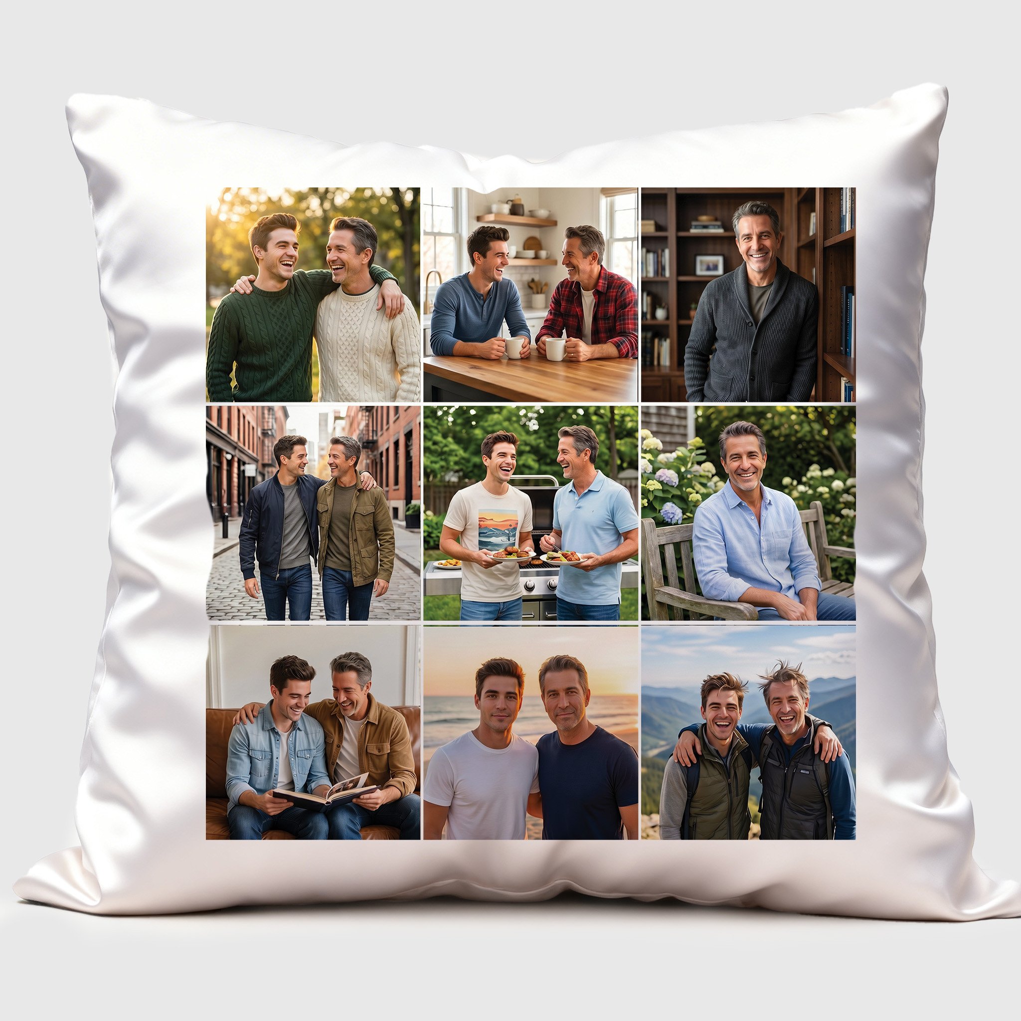 9 Photo Collage Square Pillow Cover