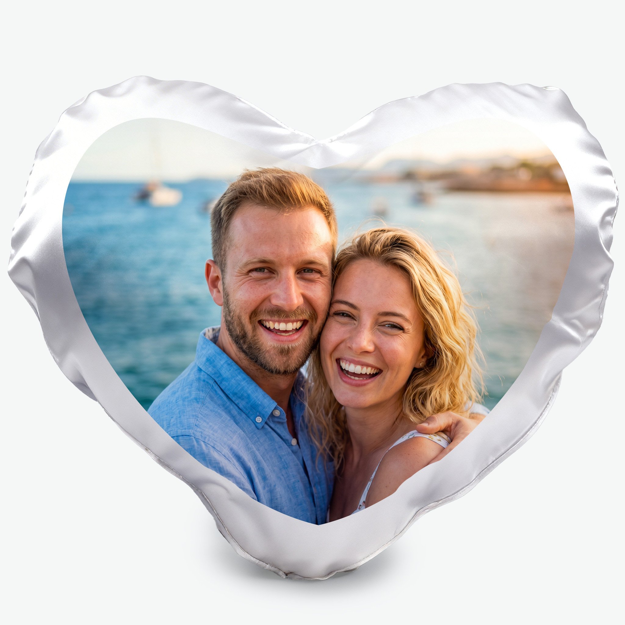 2 Photo Collage Heart Photo Pillow Cover