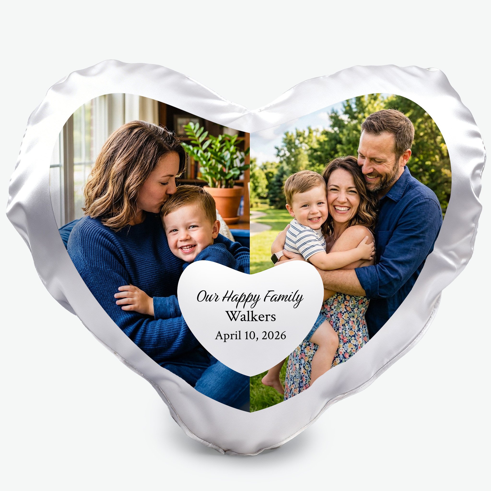 2 Photo Collage Heart Photo Pillow Cover
