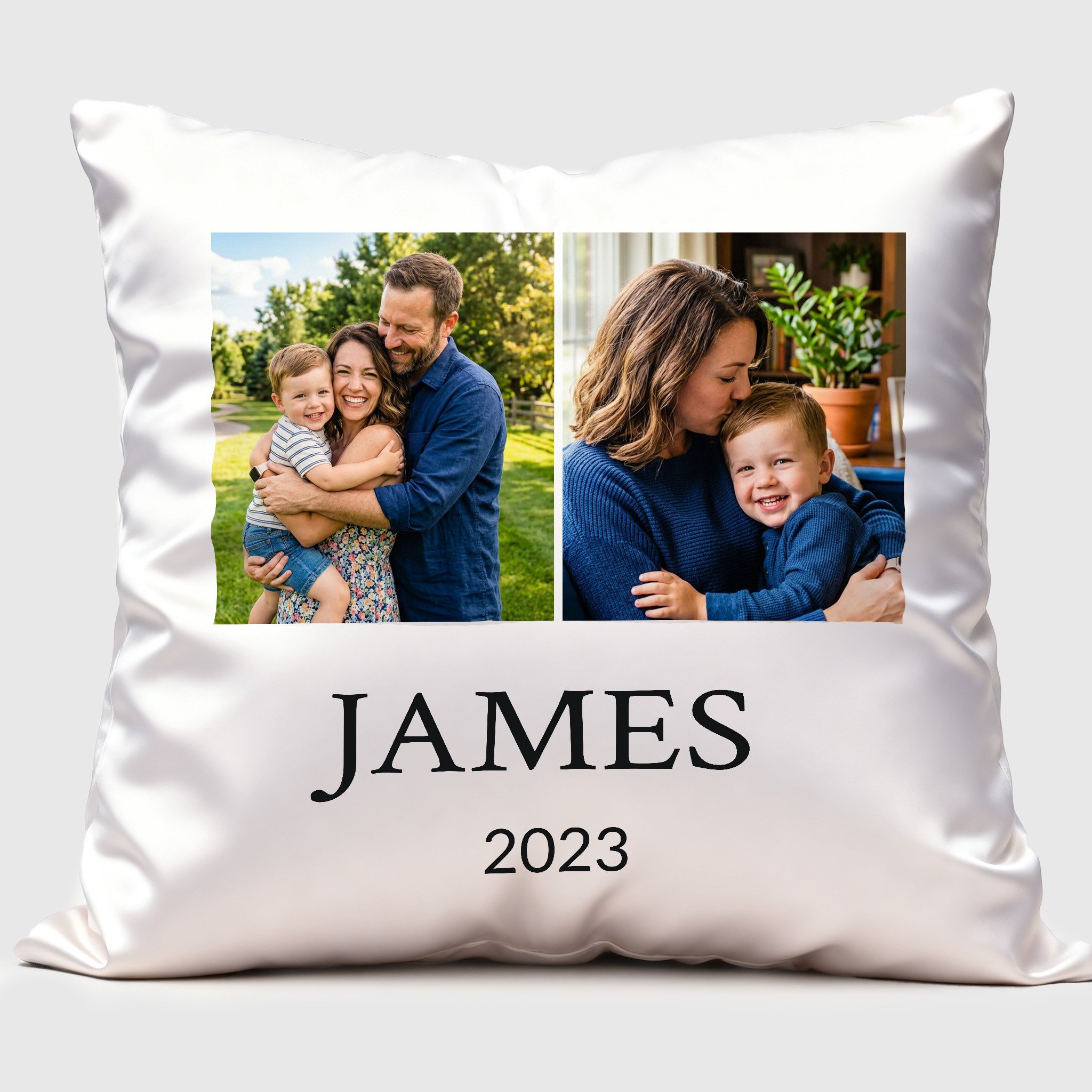 2 Photo Collage Square Pillow Cover
