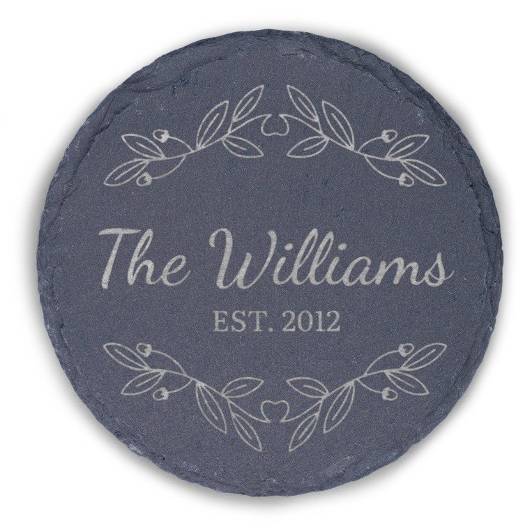 Heart Vine Slate Round Coaster